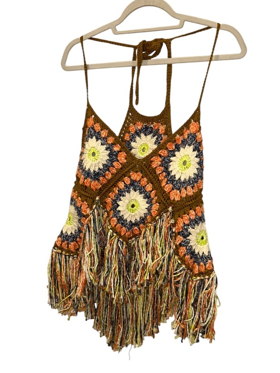 Free People Tops - Free People Summer of Love NEW brown daisy crochet knit Festival Top M/L